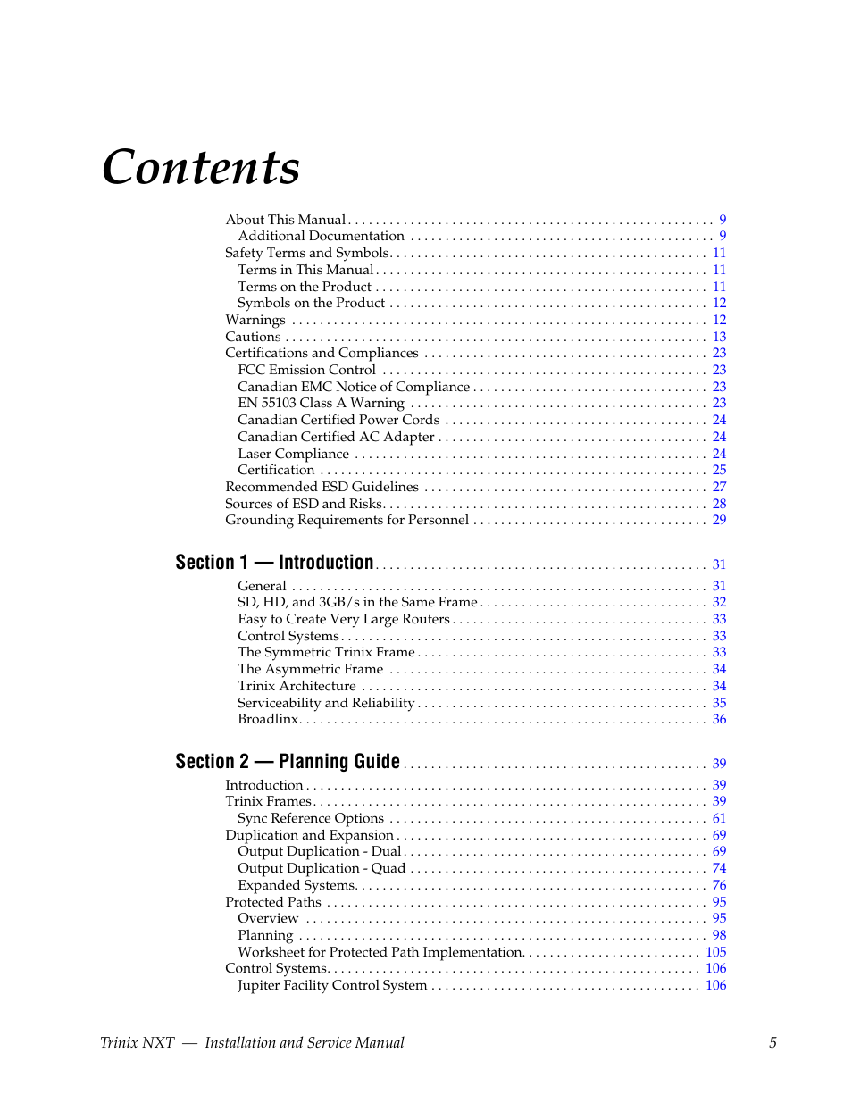 Grass Valley Trinix NXT v.3.3.1 User Manual | Page 5 / 453
