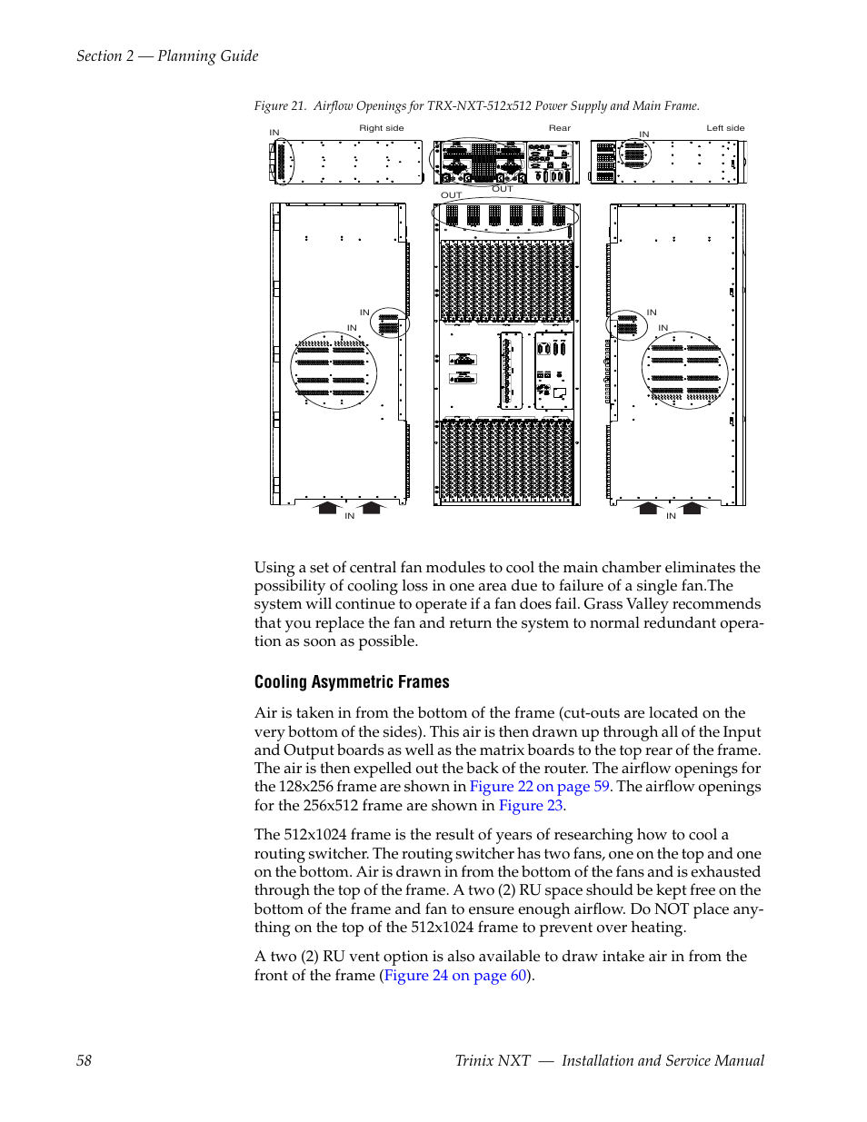 Figure 21, Cooling asymmetric frames | Grass Valley Trinix NXT v.3.3.1 User Manual | Page 58 / 453