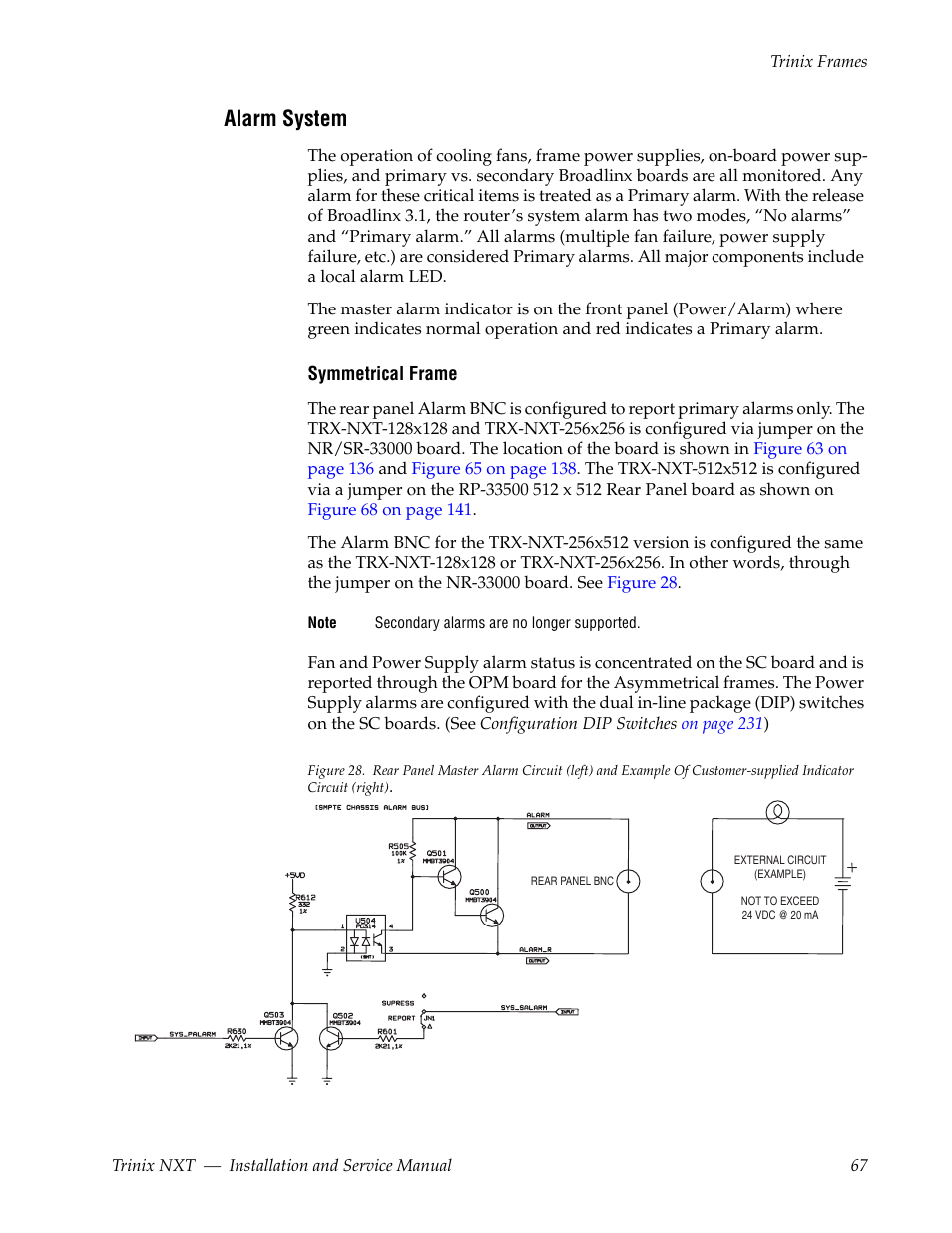 Alarm system | Grass Valley Trinix NXT v.3.3.1 User Manual | Page 67 / 453