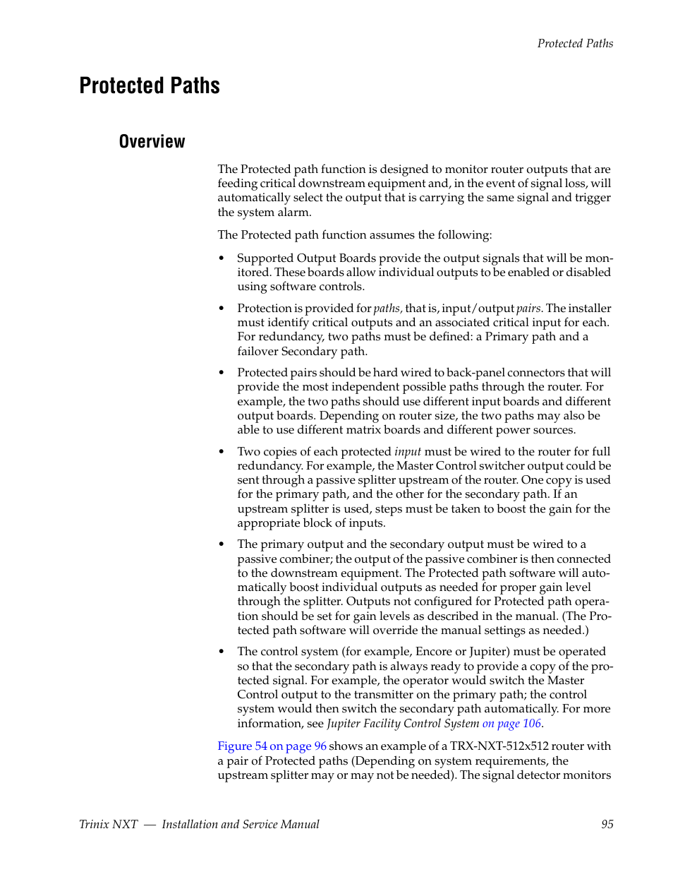 Protected paths, Overview, Protected paths section | Grass Valley Trinix NXT v.3.3.1 User Manual | Page 95 / 453