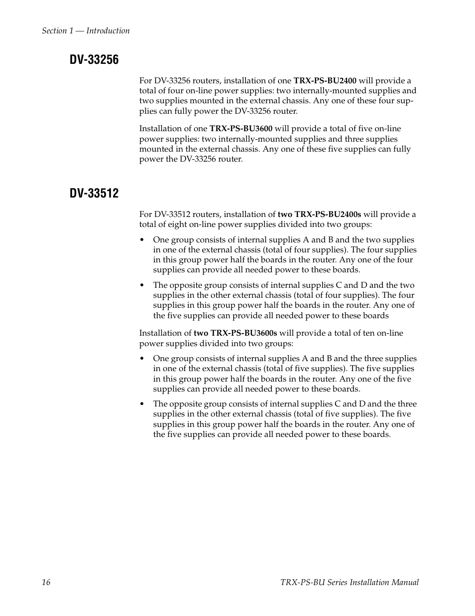 Dv-33256, Dv-33512 | Grass Valley TRX-PS-BU Series User Manual | Page 16 / 24