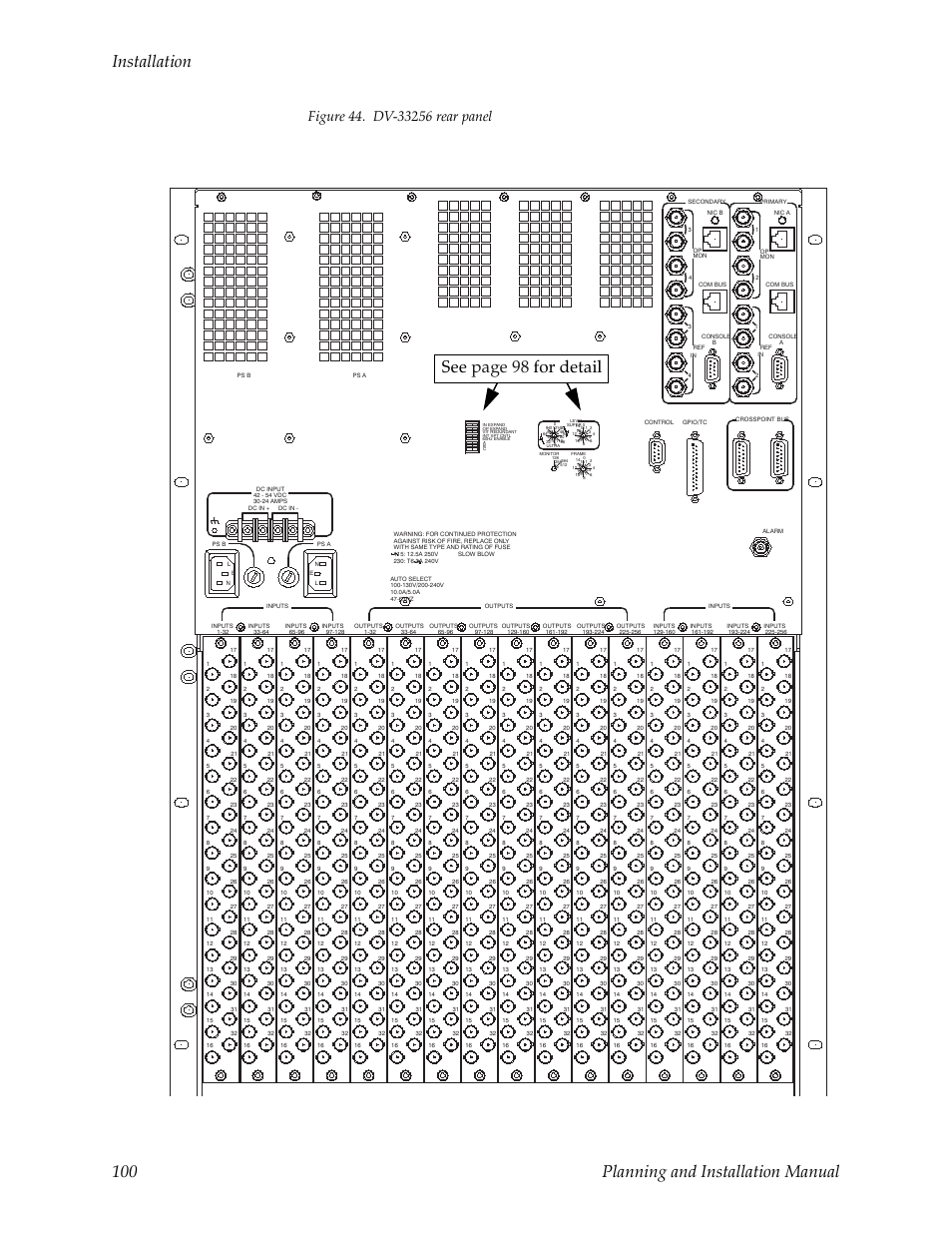 Installation 100 planning and installation manual, See page 98 for detail | Grass Valley Trinix v.2.4.1 User Manual | Page 100 / 232