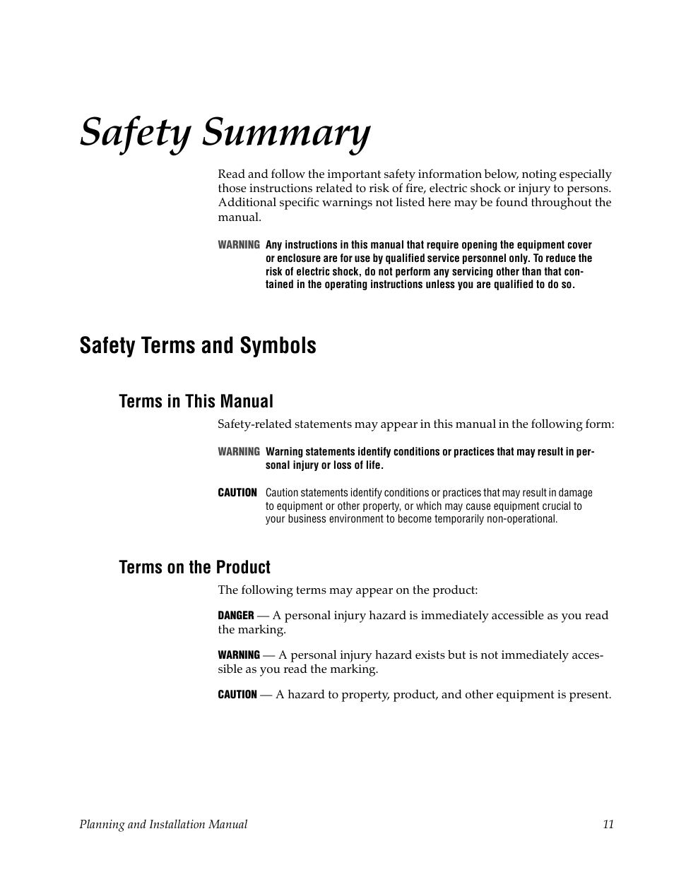 Safety terms and symbols, Terms in this manual, Terms on the product | Safety summary | Grass Valley Trinix v.2.4.1 User Manual | Page 11 / 232