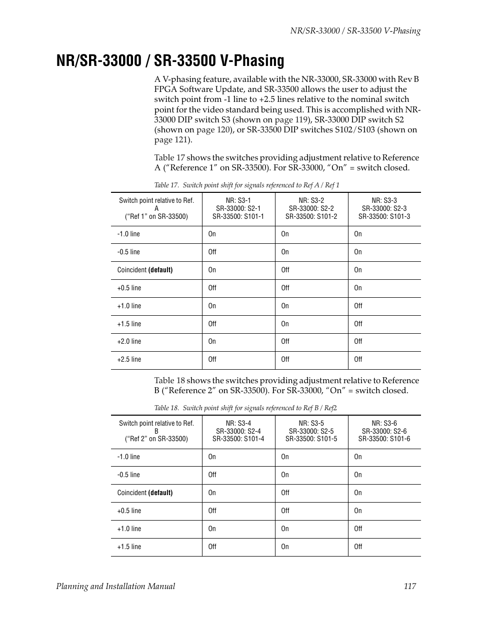 Nr/sr-33000 / sr-33500 v-phasing | Grass Valley Trinix v.2.4.1 User Manual | Page 117 / 232