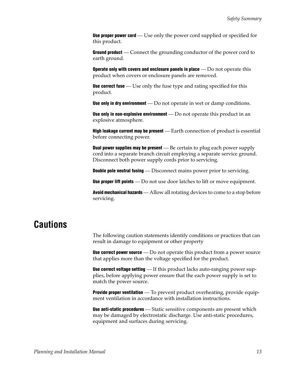 Cautions | Grass Valley Trinix v.2.4.1 User Manual | Page 13 / 232