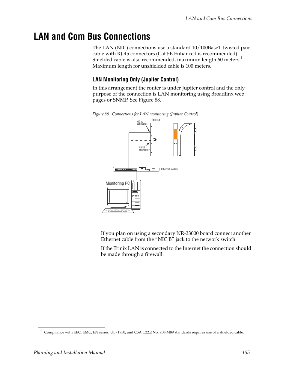 Lan and com bus connections | Grass Valley Trinix v.2.4.1 User Manual | Page 155 / 232