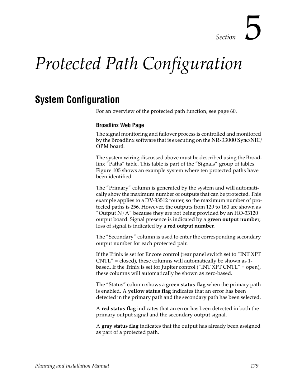 Protected path configuration, System configuration, Section 5 — protected path configuration | Section 5-protected path configuration | Grass Valley Trinix v.2.4.1 User Manual | Page 179 / 232