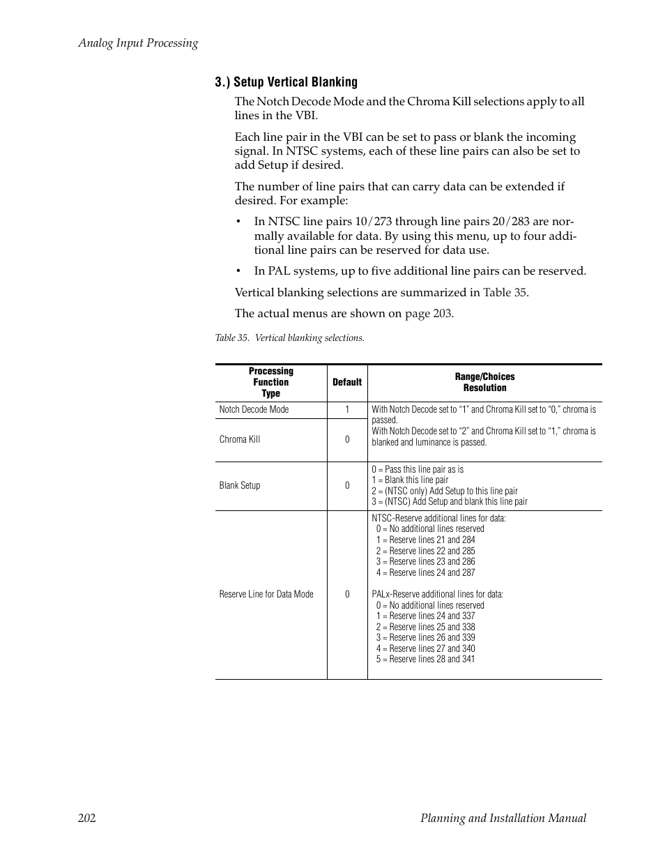 ) setup vertical blanking | Grass Valley Trinix v.2.4.1 User Manual | Page 202 / 232