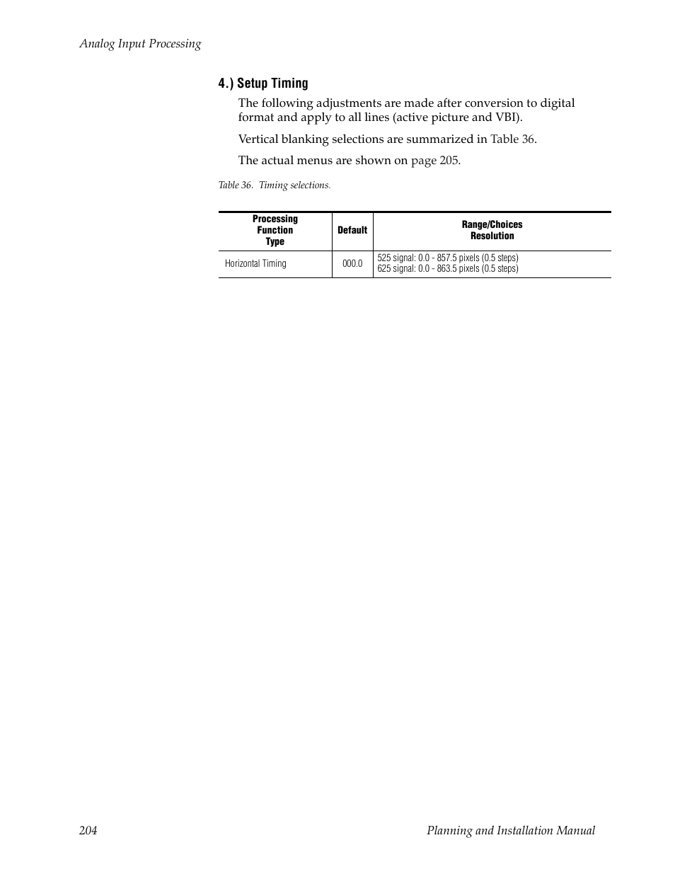 ) setup timing | Grass Valley Trinix v.2.4.1 User Manual | Page 204 / 232