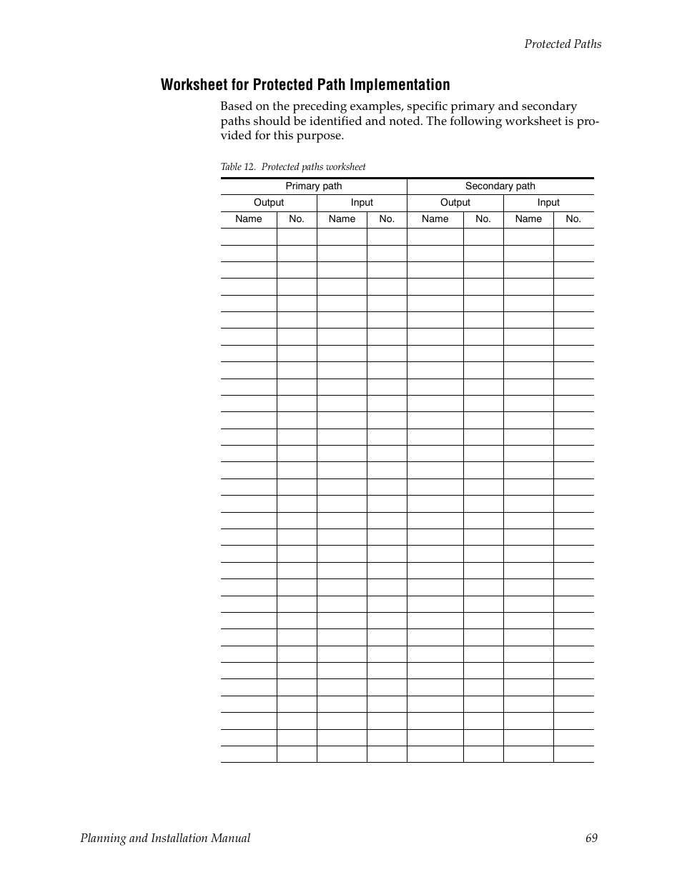 Worksheet for protected path implementation | Grass Valley Trinix v.2.4.1 User Manual | Page 69 / 232