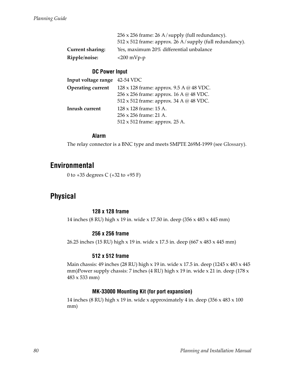 Environmental, Physical | Grass Valley Trinix v.2.4.1 User Manual | Page 80 / 232