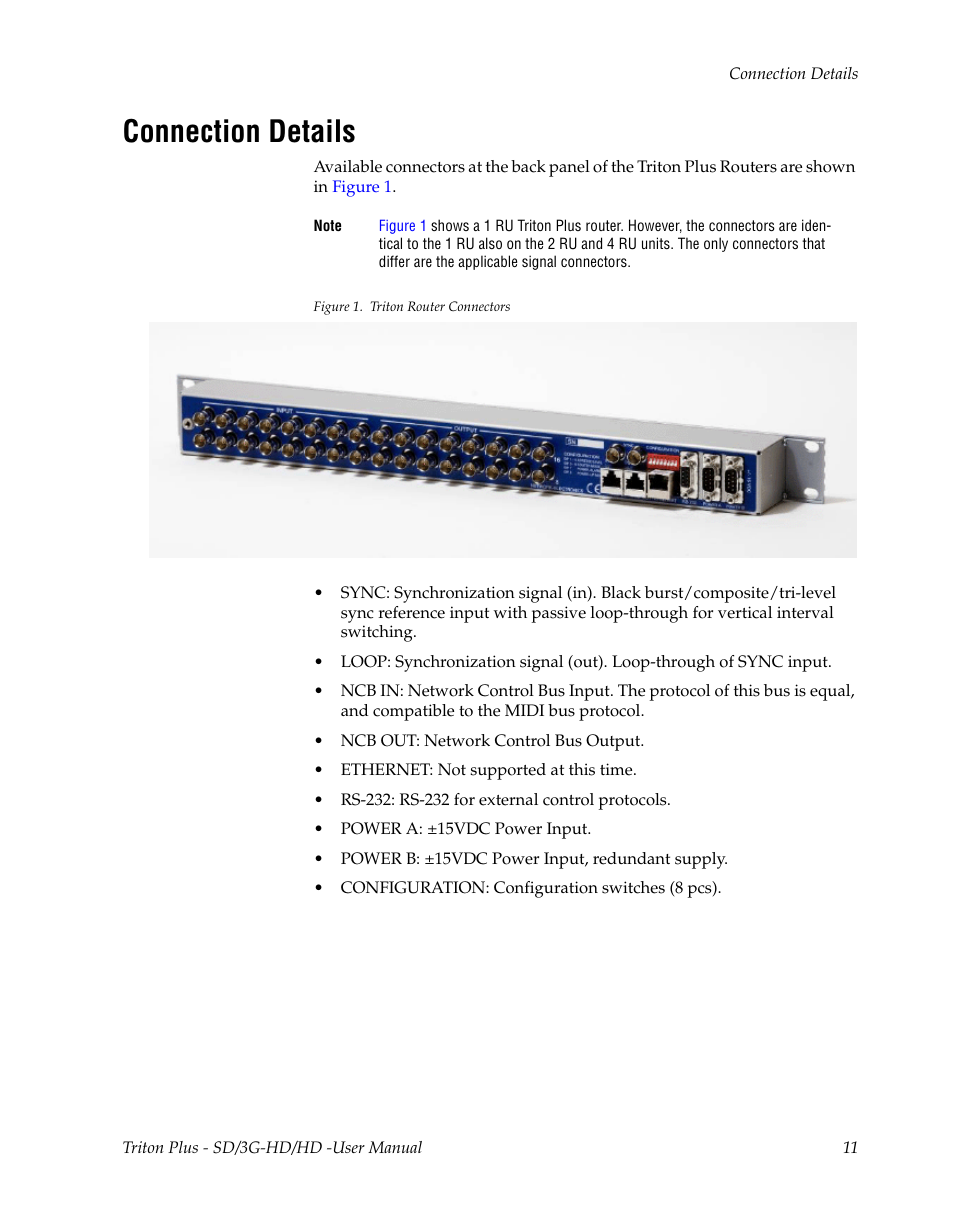 Connection details | Grass Valley Triton Plus Revision Video Routers 14 User Manual | Page 11 / 34