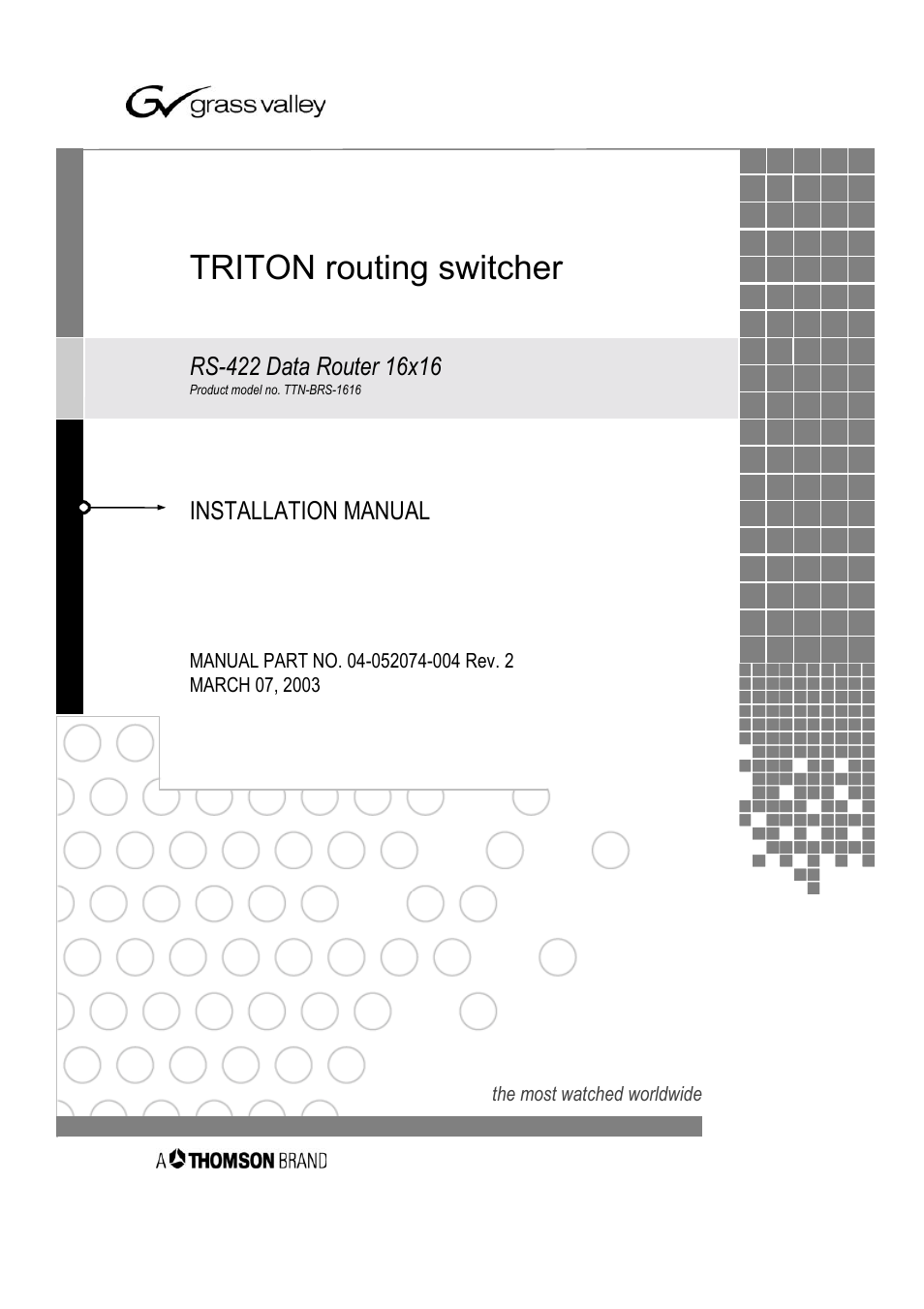 Grass Valley TTN-BRS-1616 User Manual | 20 pages