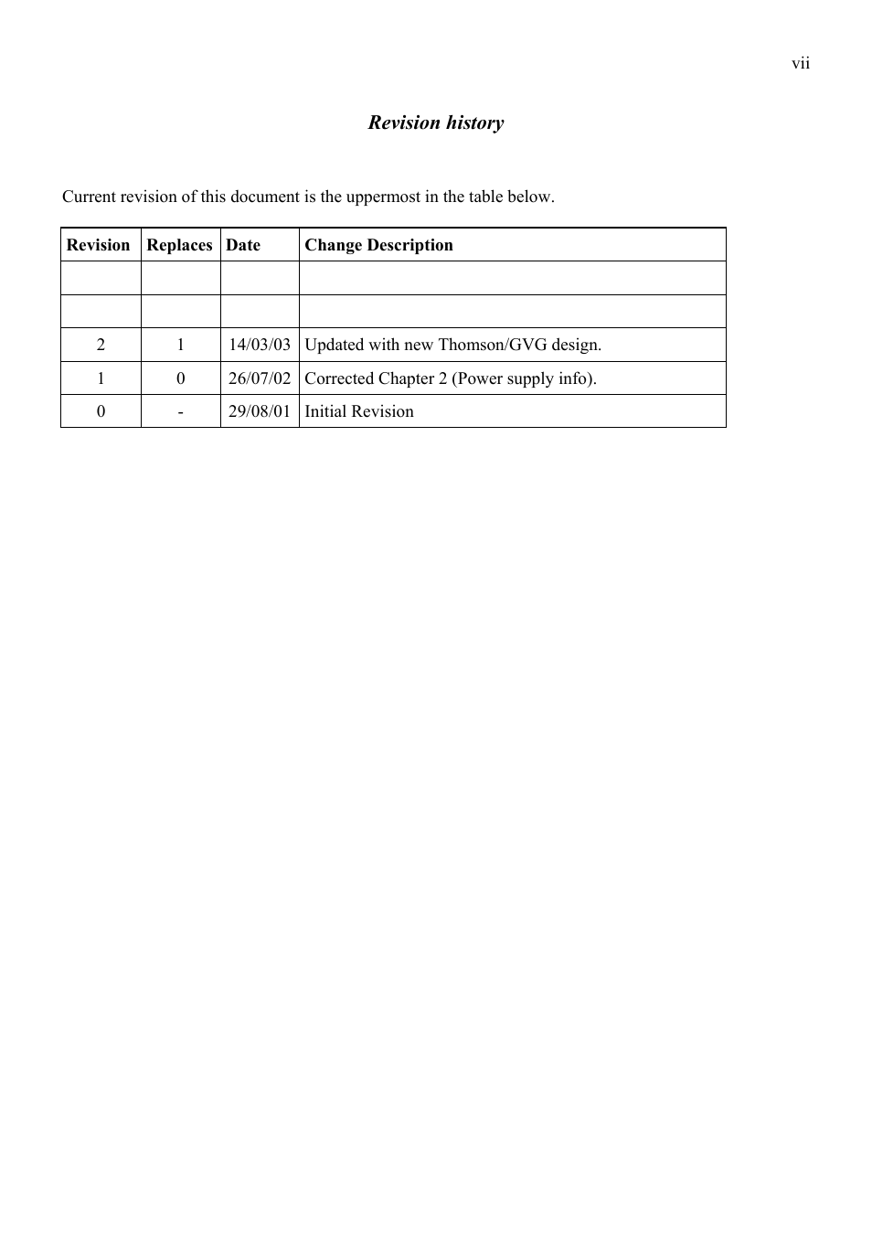 Revision history | Grass Valley TTN-BVS-6464 User Manual | Page 7 / 26