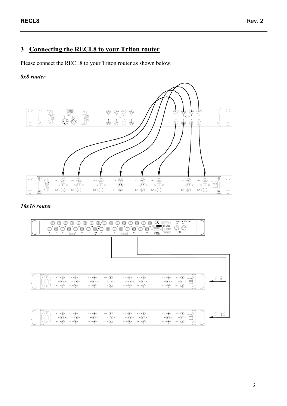 Connecting the recl8 to your triton router | Grass Valley TTN-RECL8 User Manual | Page 9 / 12