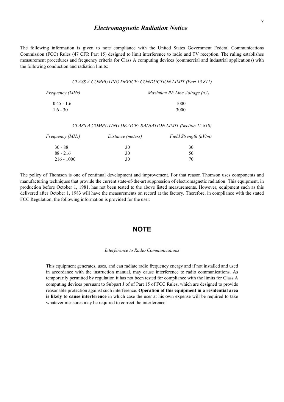 Electromagnetic radiation notice | Grass Valley TTN-CP-UNI User Manual | Page 5 / 21