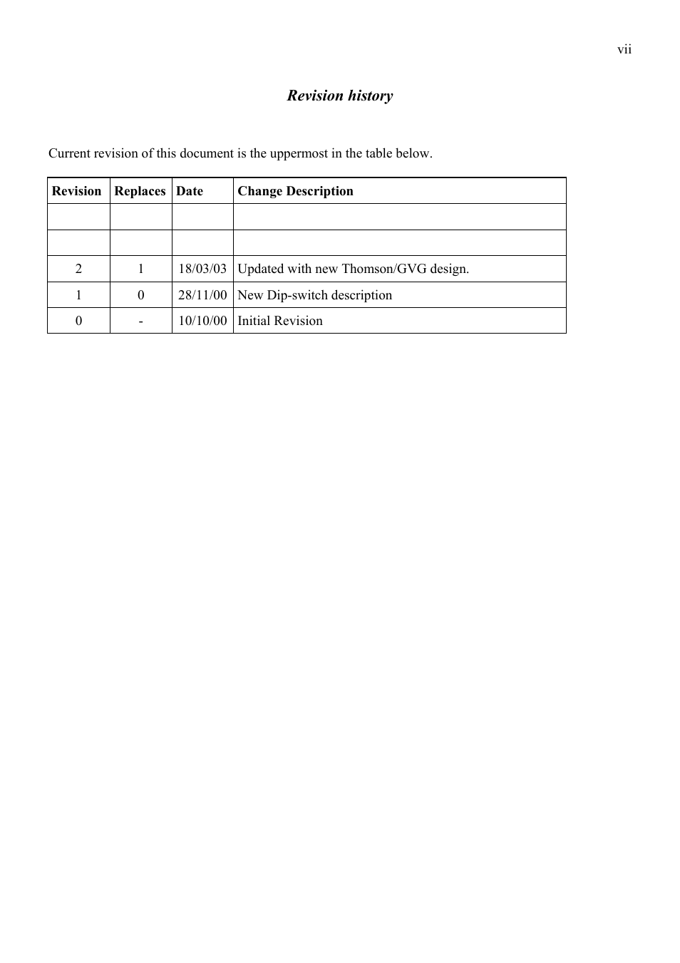 Revision history | Grass Valley TTN-CP-UNI User Manual | Page 7 / 21