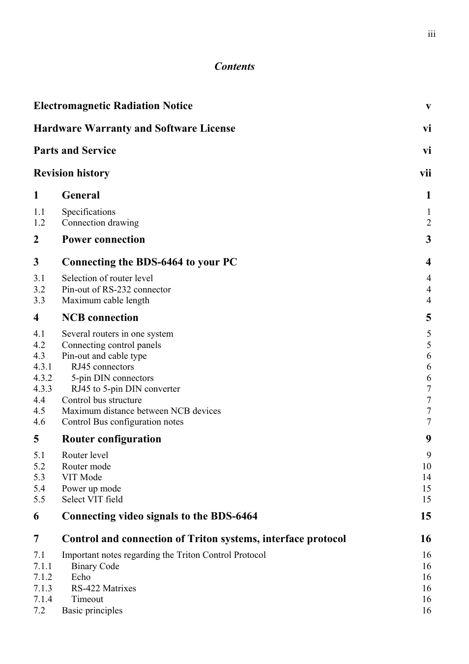 Grass Valley TTN-BDS-6464 User Manual | Page 3 / 27