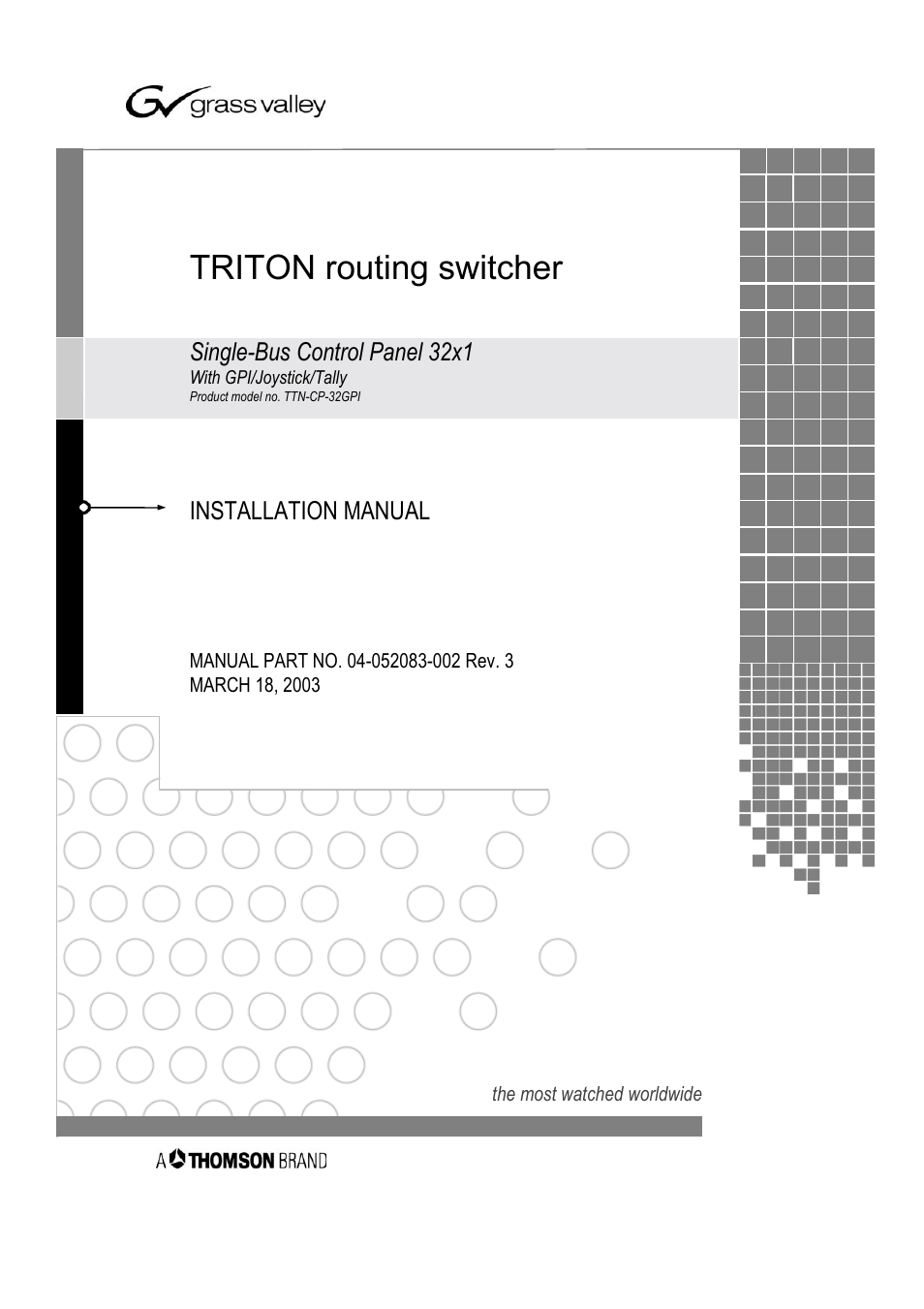 Grass Valley TTN-CP-32GPI User Manual | 21 pages