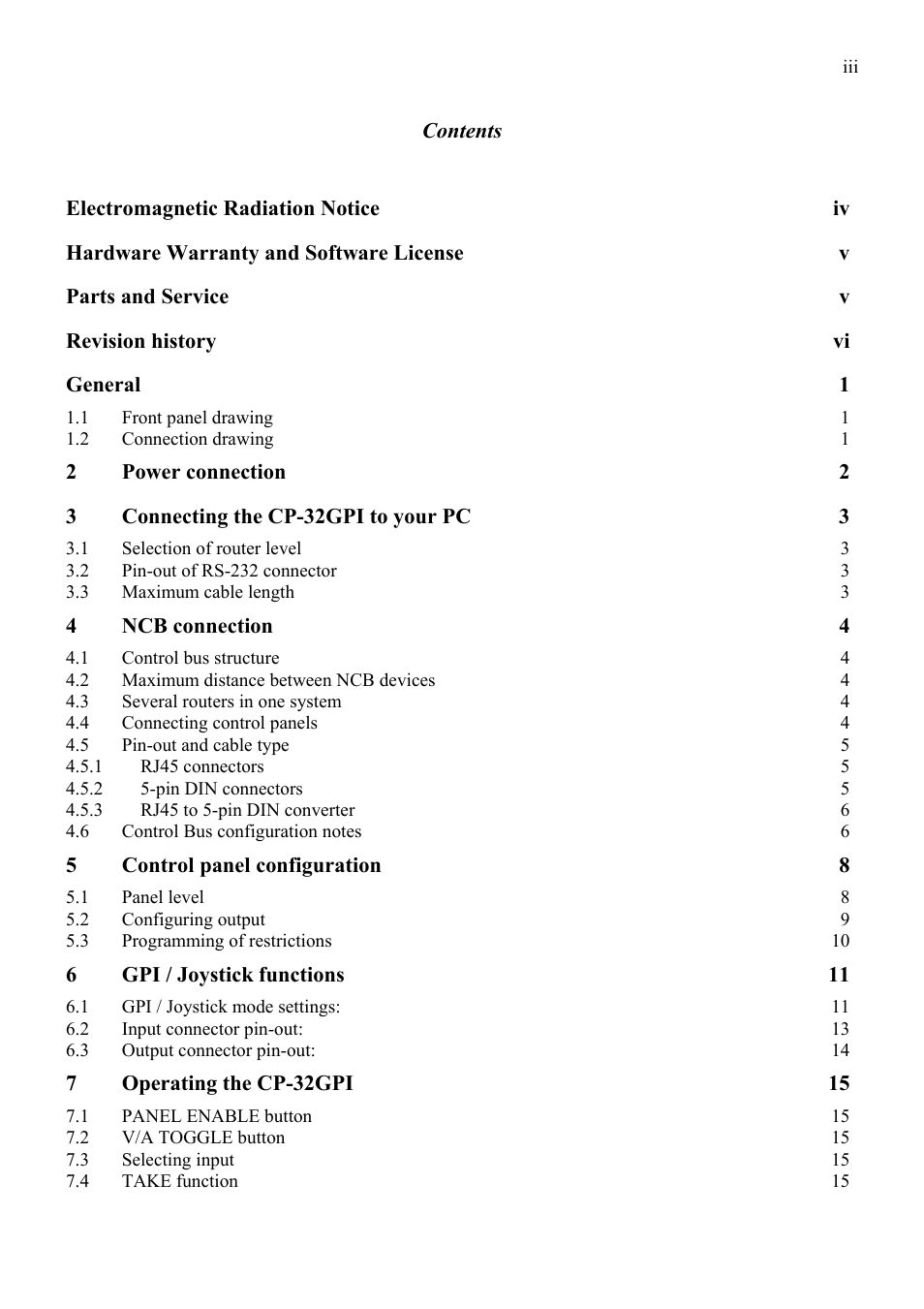 Grass Valley TTN-CP-32GPI User Manual | Page 3 / 21