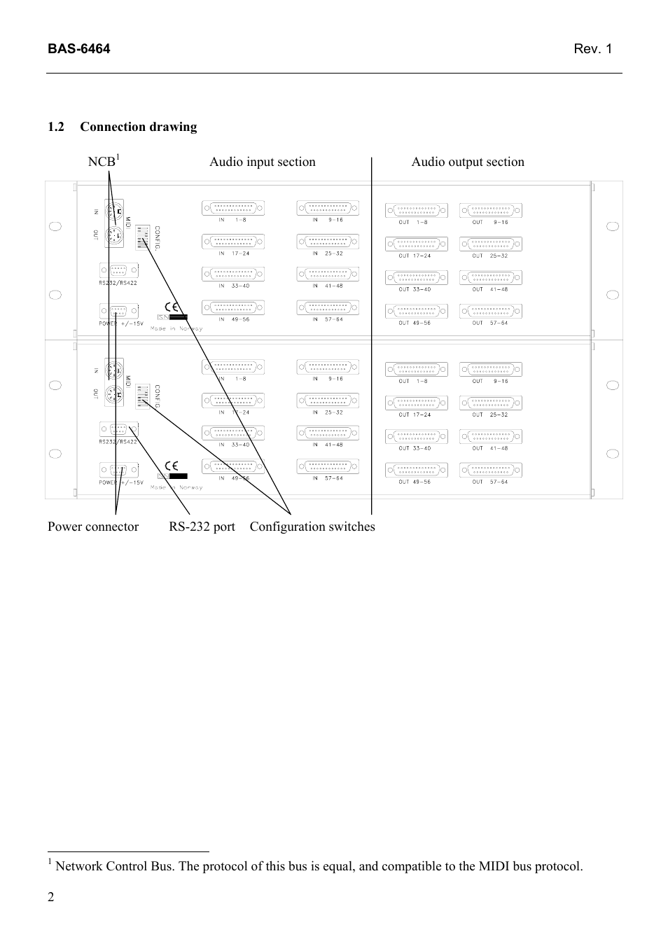 Connection drawing, 2 connection, Drawing | Grass Valley TTN-BAS-6464 User Manual | Page 10 / 27