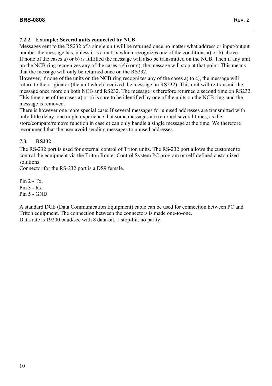 Example: several units connected by ncb, Rs232 | Grass Valley TTN-BRS-0808 User Manual | Page 18 / 20