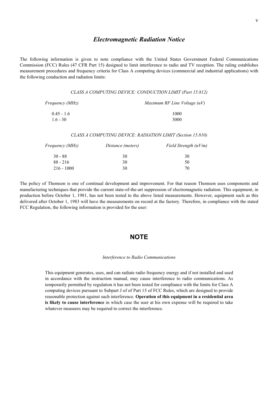 Electromagnetic radiation notice | Grass Valley TTN-BRS-0808 User Manual | Page 5 / 20