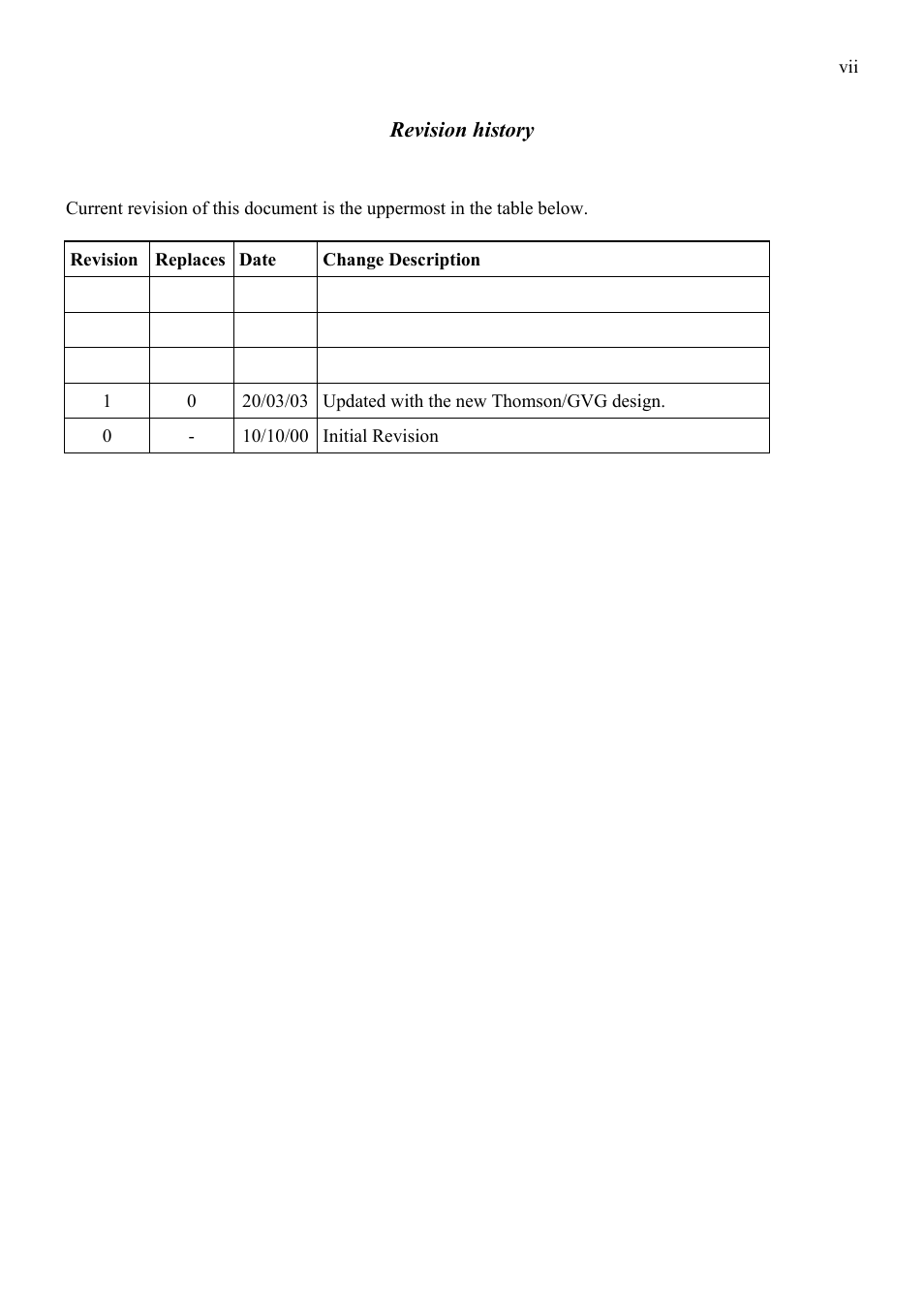 Revision history | Grass Valley TTN-BTS-3232/34 User Manual | Page 7 / 22