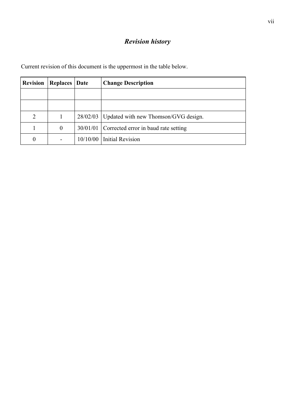 Revision history | Grass Valley TTN-BES-0808CP/75 User Manual | Page 7 / 23