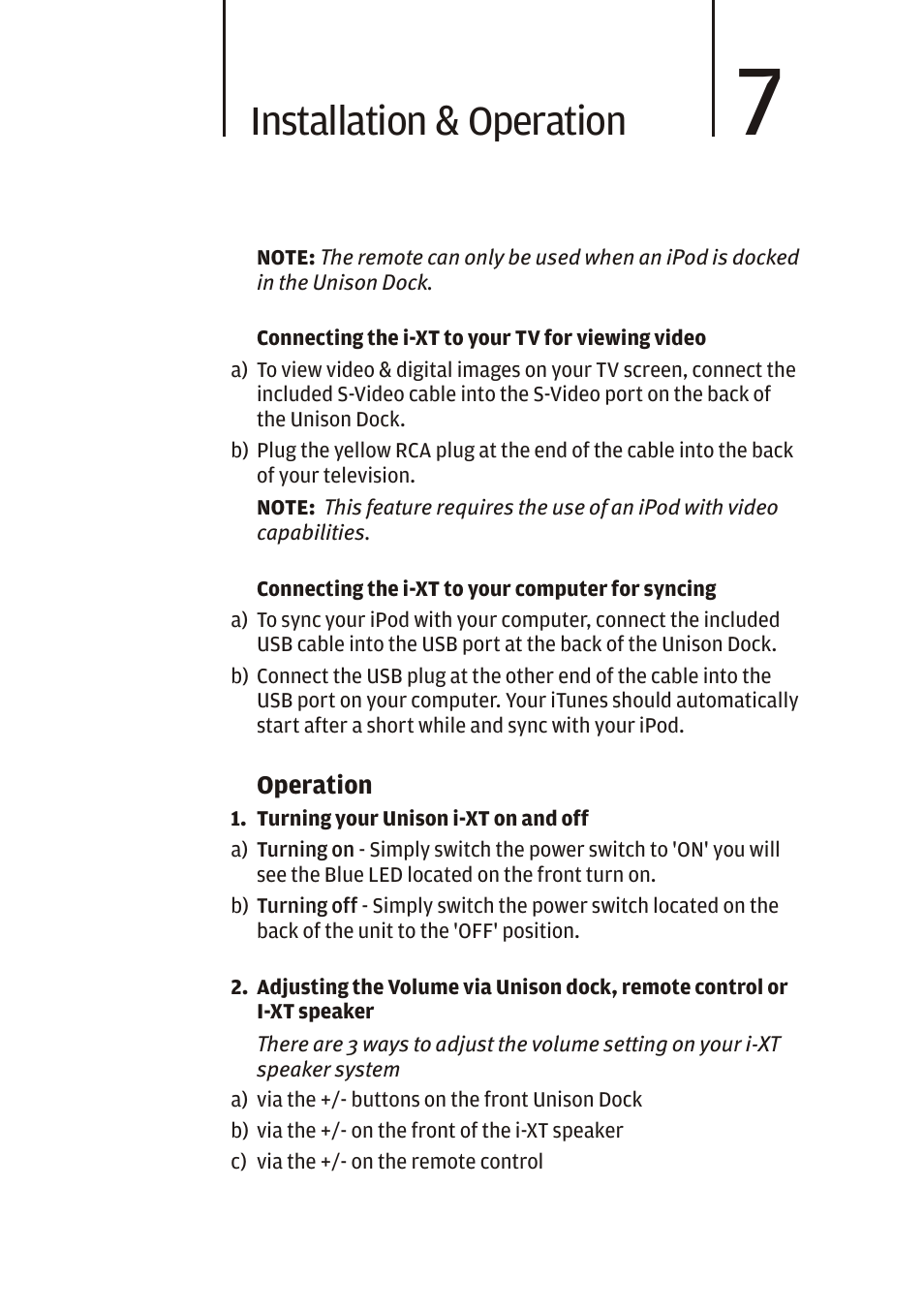 Installation & operation | Cygnett Unison i-XT User Manual | Page 10 / 14