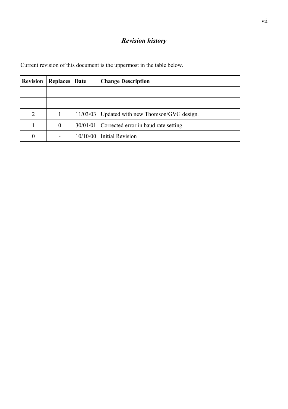 Revision history | Grass Valley TTN-BES-3232/110 User Manual | Page 7 / 25