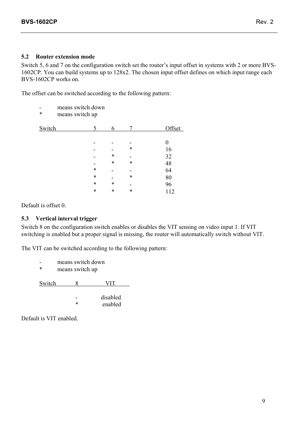Router extension mode, Vertical interval trigger | Grass Valley TTN-BVS-1602CP User Manual | Page 17 / 24