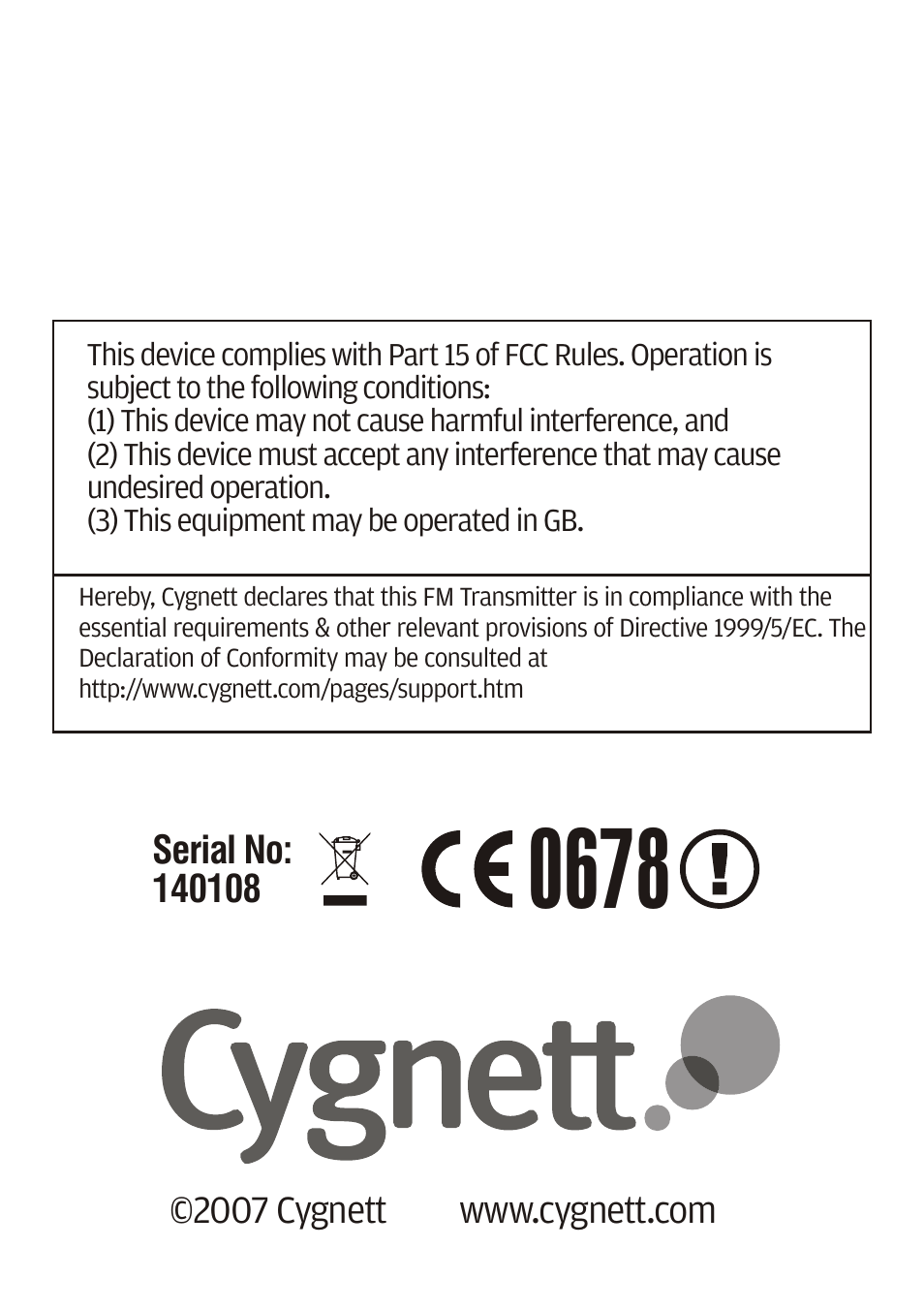 Cygnett Mini Wireless FM transmitter User Manual | Page 8 / 8