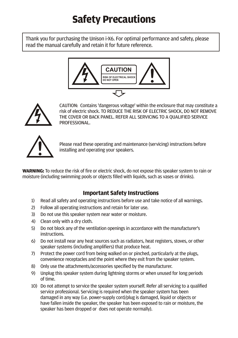 Safety precautions | Cygnett i-x6 User Manual | Page 3 / 12