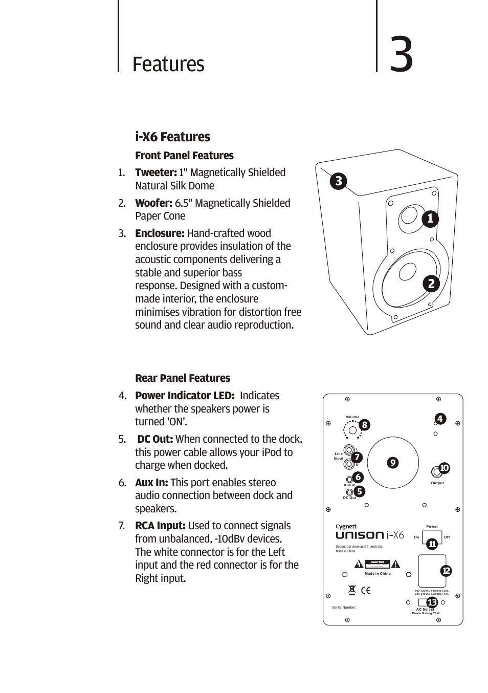 Features, I-x6 features | Cygnett i-x6 User Manual | Page 6 / 12