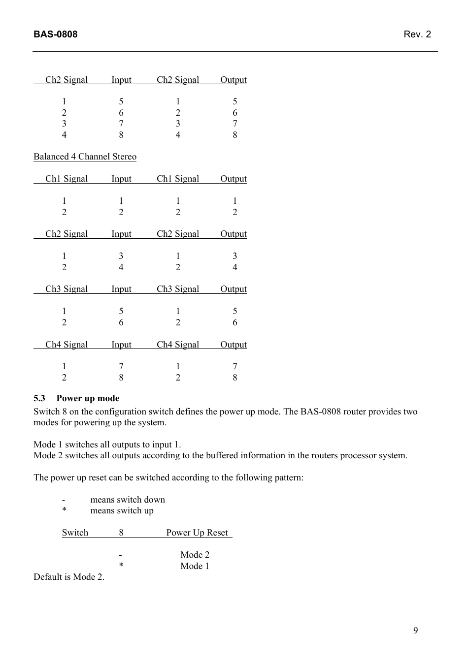 Power up mode | Grass Valley TTN-BAS-0808 User Manual | Page 17 / 22
