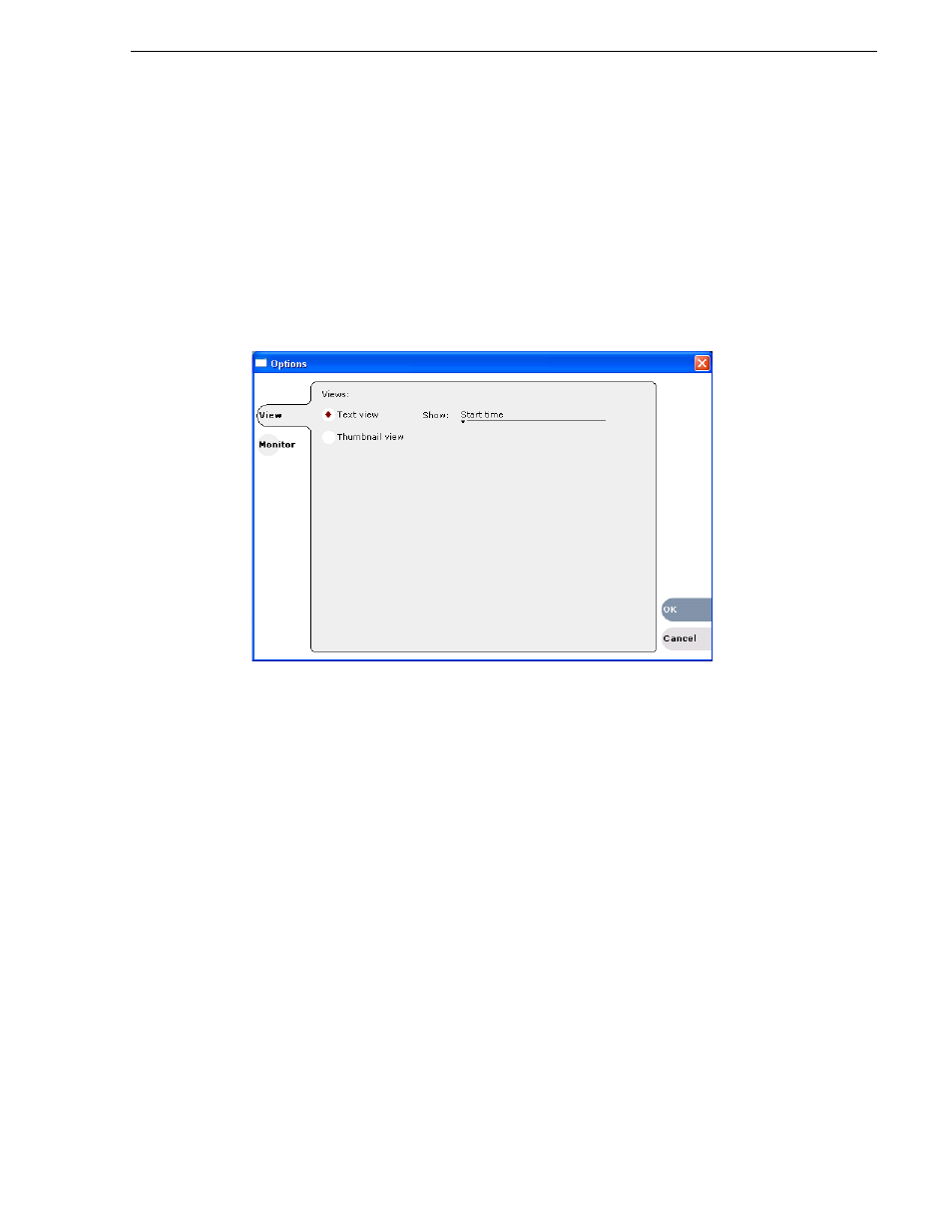 Selecting text or thumbnail view, Selecting monitor information | Grass Valley Turbo iDDR v.2.3 User Manual | Page 173 / 300