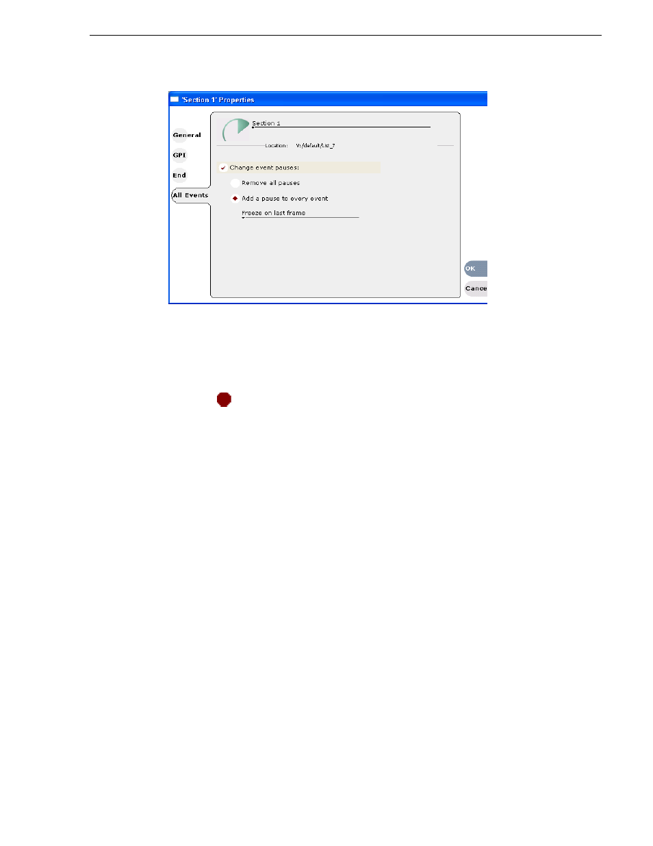 To remove pause from all events in a section | Grass Valley Turbo iDDR v.2.3 User Manual | Page 189 / 300