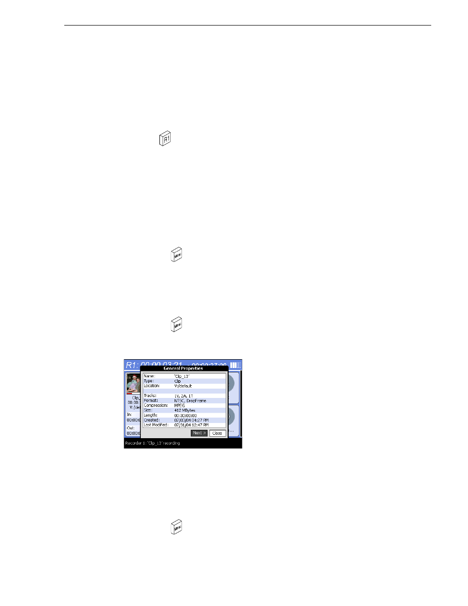 Renaming a clip, Viewing clip properties, Locating a clip | Grass Valley Turbo iDDR v.2.3 User Manual | Page 69 / 300