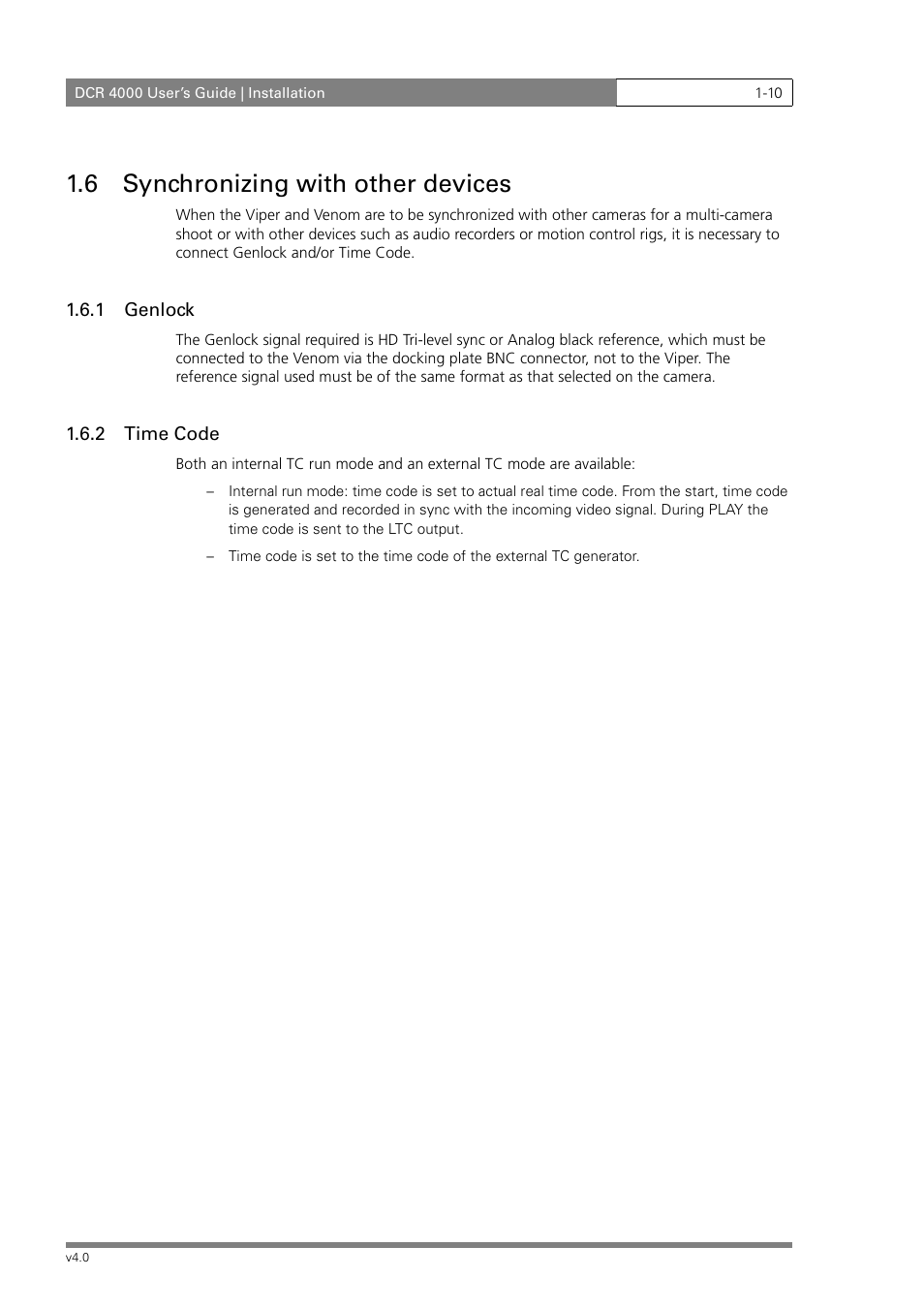 6 synchronizing with other devices | Grass Valley DCR 4000 User Manual | Page 16 / 40