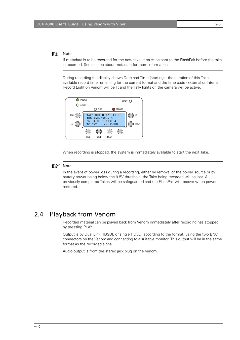 4 playback from venom | Grass Valley DCR 4000 User Manual | Page 23 / 40