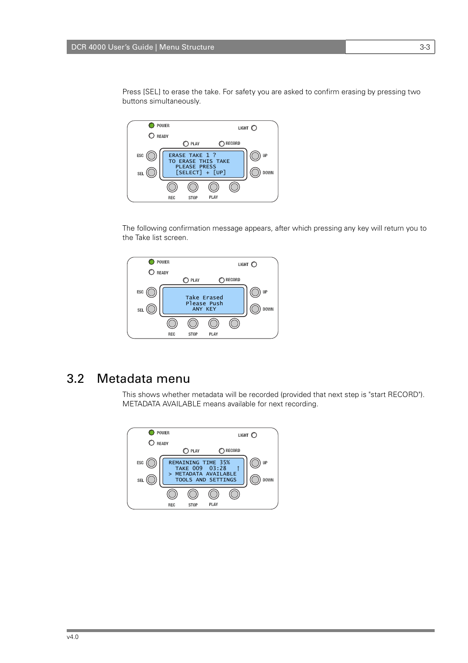 2 metadata menu | Grass Valley DCR 4000 User Manual | Page 31 / 40