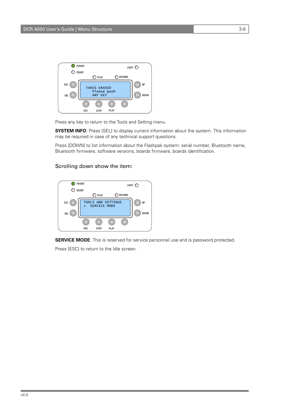 Scrolling down show the item | Grass Valley DCR 4000 User Manual | Page 36 / 40