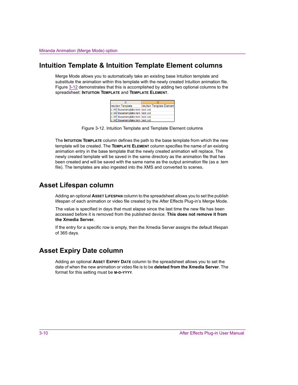 Asset lifespan column, Asset expiry date column | Grass Valley After Effects Plug-in Vertigo Suite v.4.9 User Manual | Page 25 / 30