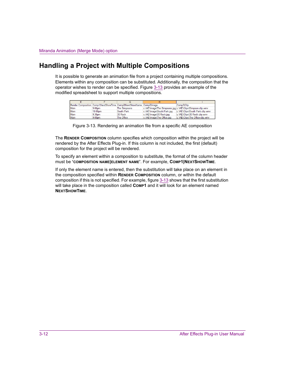 Handling a project with multiple compositions, Handling a project with multiple compositions -12 | Grass Valley After Effects Plug-in Vertigo Suite v.4.9 User Manual | Page 27 / 30