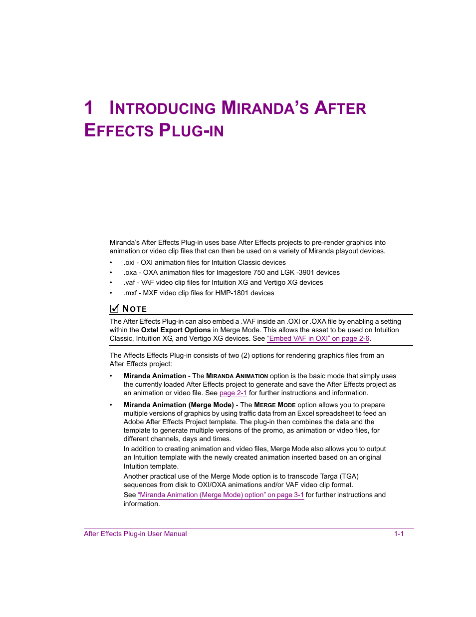 1 introducing miranda’s after effects plug-in, Introducing miranda’s after effects plug-in -1, Ntroducing | Iranda, Fter, Ffects | Grass Valley After Effects Plug-in Vertigo Suite v.4.9 User Manual | Page 5 / 30