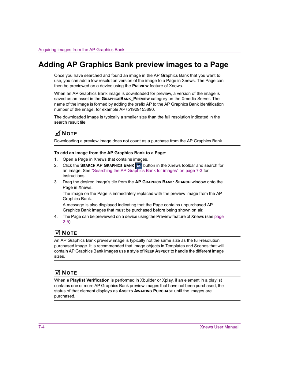 Adding ap graphics bank preview images to a page | Grass Valley Xnews Vertigo Suite v.5.0 User Manual | Page 105 / 143