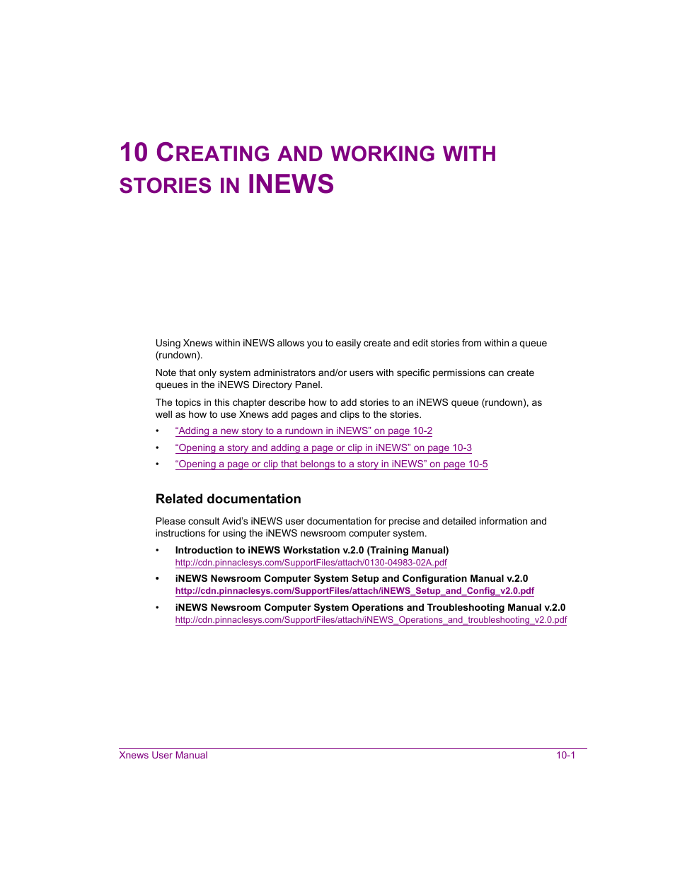 10 creating and working with stories in inews, Creating and working with stories in inews -1, 10 c | Inews, Reating, Working, With, Stories | Grass Valley Xnews Vertigo Suite v.5.0 User Manual | Page 128 / 143