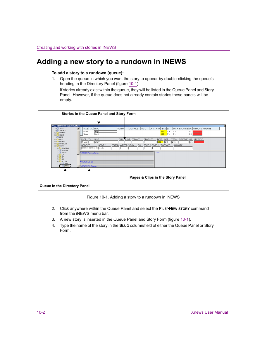 Adding a new story to a rundown in inews, Adding a new story to a rundown in inews -2 | Grass Valley Xnews Vertigo Suite v.5.0 User Manual | Page 129 / 143