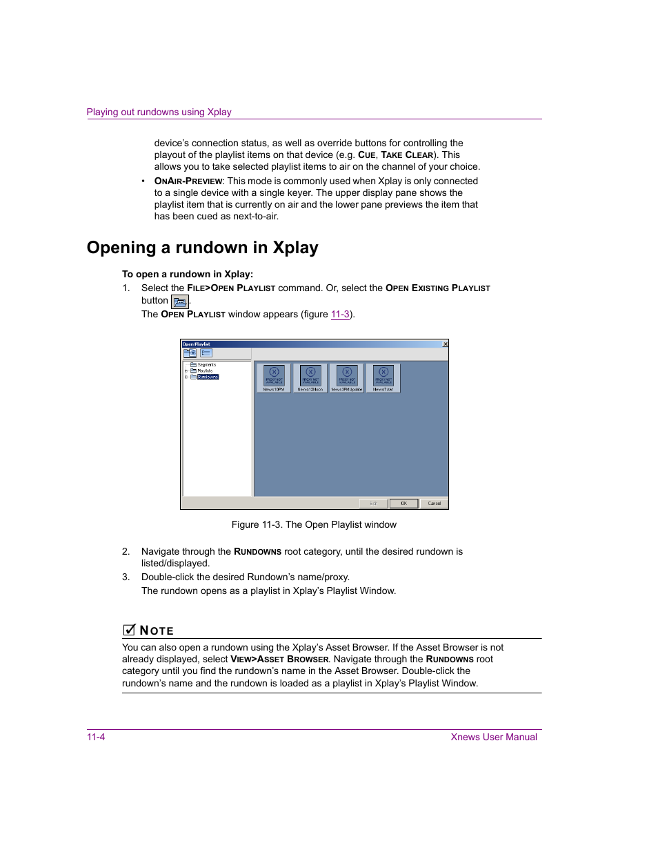 Opening a rundown in xplay, Opening a rundown in xplay -4 | Grass Valley Xnews Vertigo Suite v.5.0 User Manual | Page 137 / 143